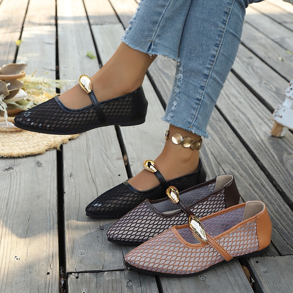 Women Mesh Mary Jane Flats Poi - Mesh Strap Metal recension och pris