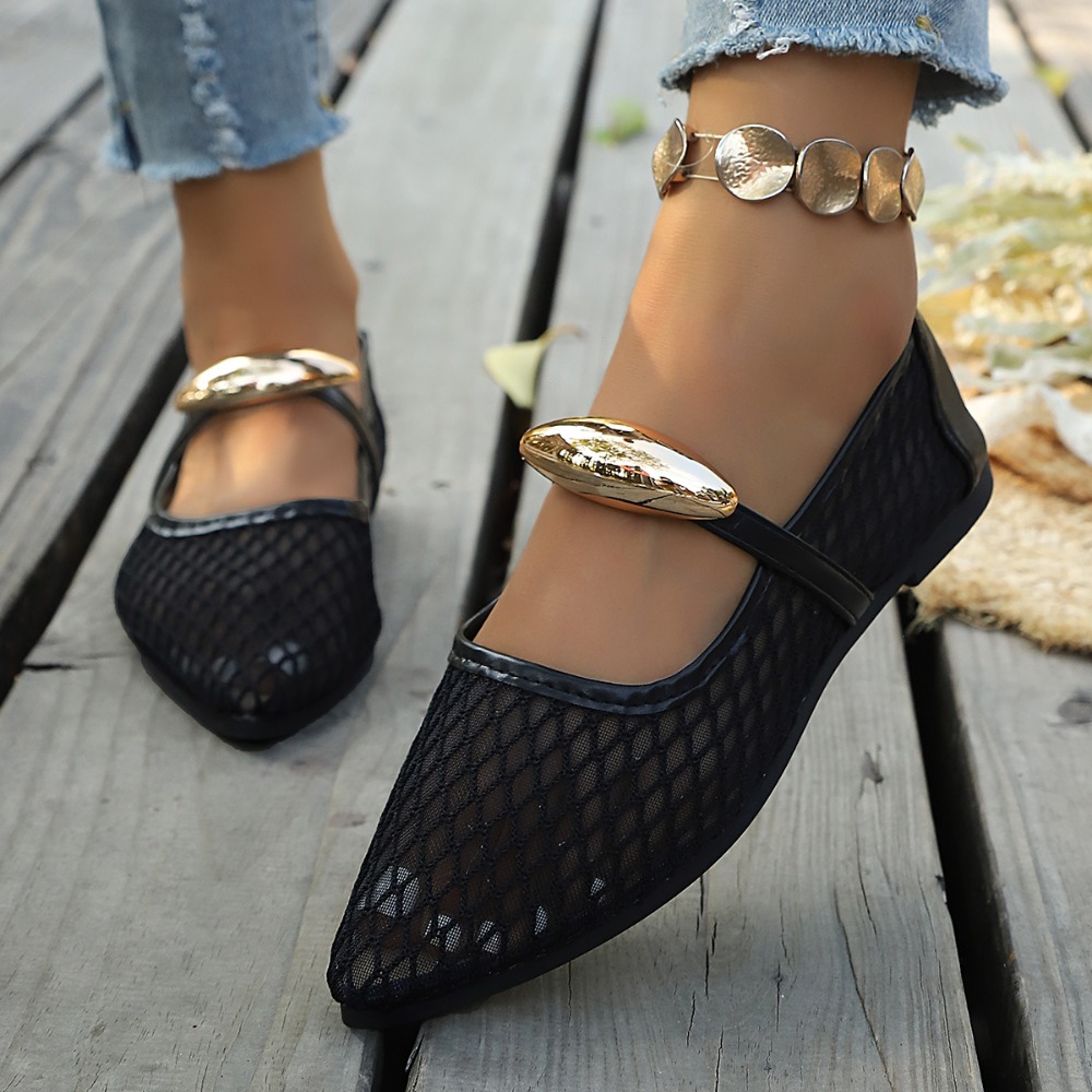 Women Mesh Mary Jane Flats Poi - Mesh Strap Metal recension och pris