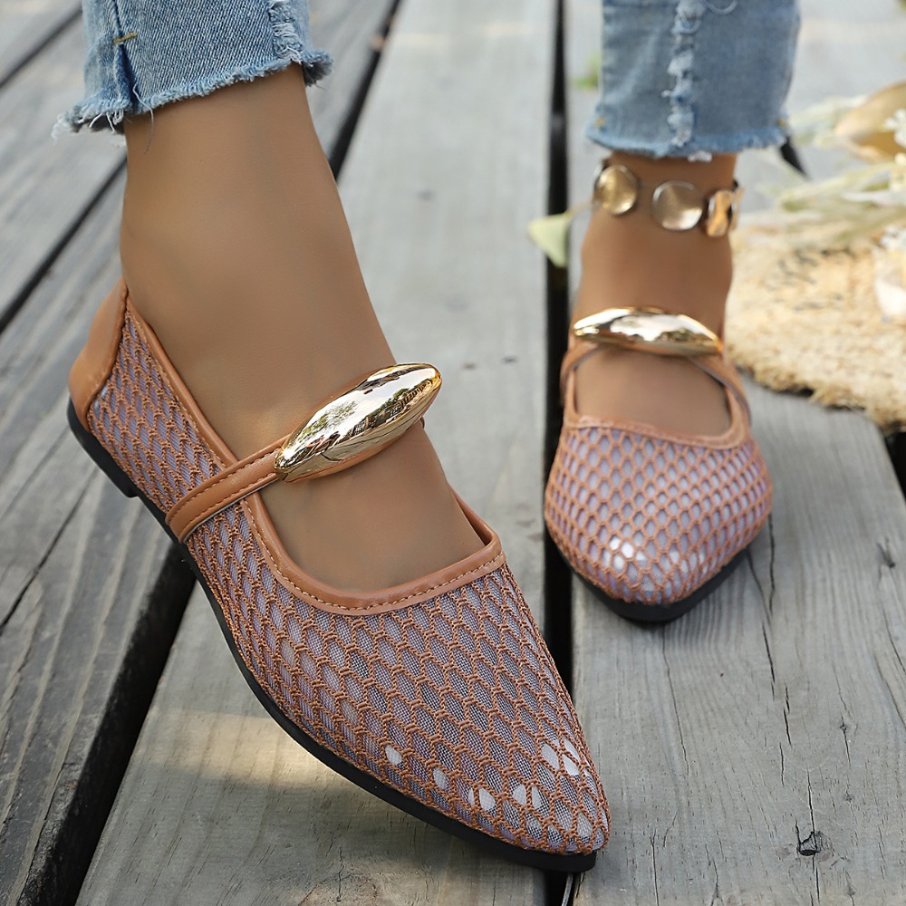 Women Mesh Mary Jane Flats Poi - Mesh Strap Metal recension och pris