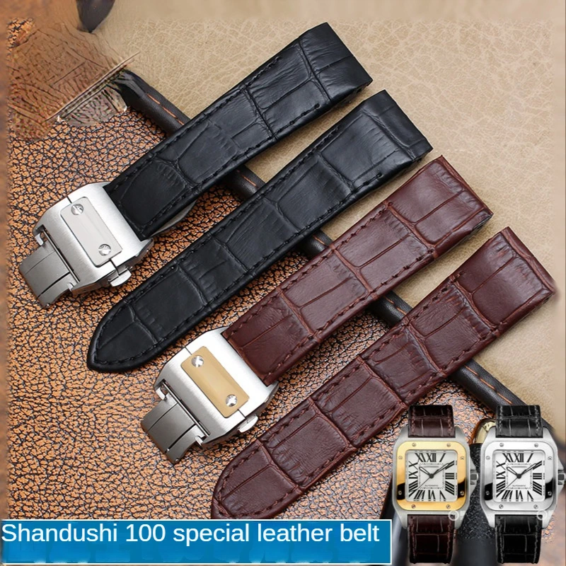 Genuine Leather Watchband for  - Cartier Watch Santos recension och pris